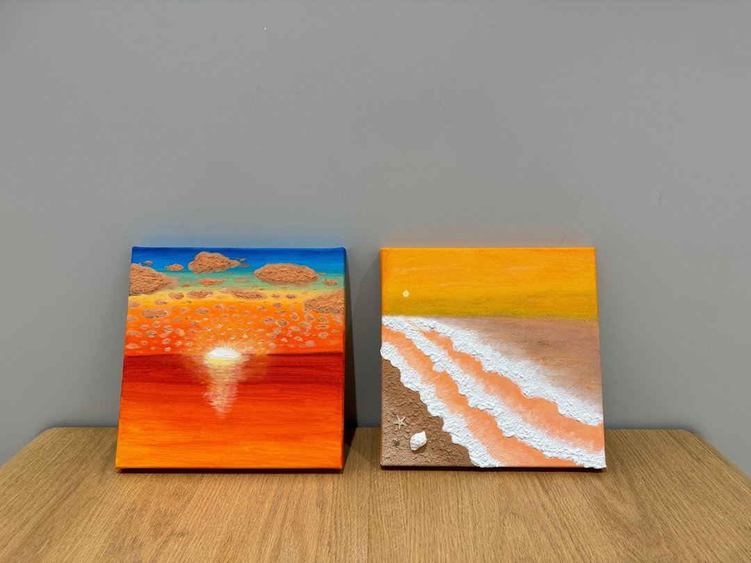 奶油抹画 /石英砂/夏日海洋/法式花卉/星空雪山 - 插画/绘画/写字 - 棉 
