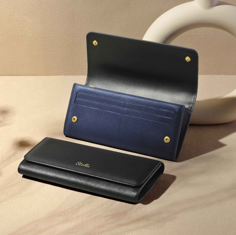 Felicita  定制化刻字 皮革女生翻盖长钱包 12CC (5色) - 皮夹/钱包 - 真皮 粉红色