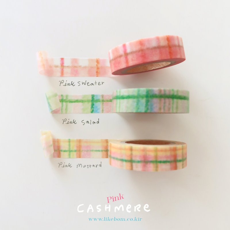 羊绒格纹和纸胶带系列 – 柔粉 - 纸胶带 - 纸 粉红色