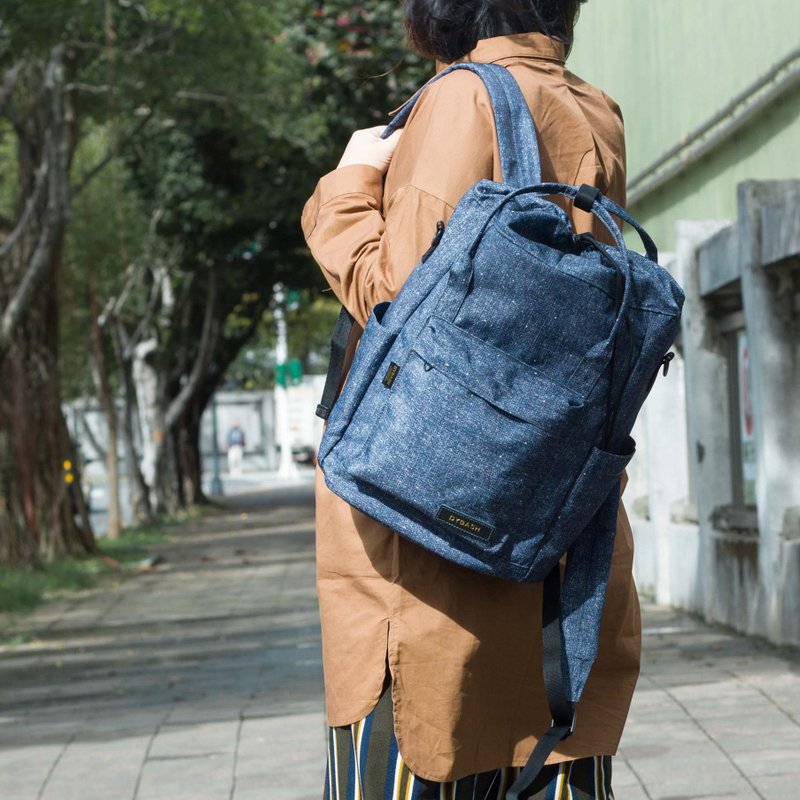 【14寸百变中米克包】DYDASH  3way手提/肩背/后背包－蓝学院牛仔 - 后背包/双肩包 - 尼龙 