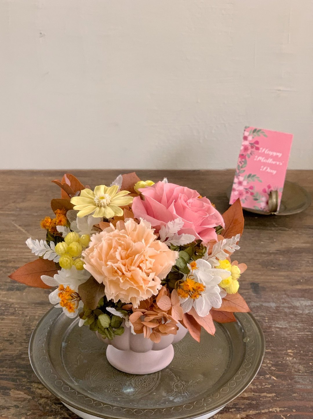 毕业毕业花束毕业花礼【温暖橙康乃馨古典花器桌花】 - 干燥花/捧花 - 植物．花 橘色