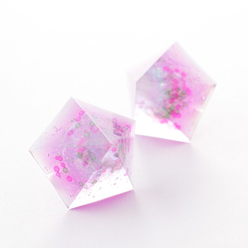 Pentagon Earrings (Marie Simon) - 耳环/耳夹 - 其他材质 粉红色