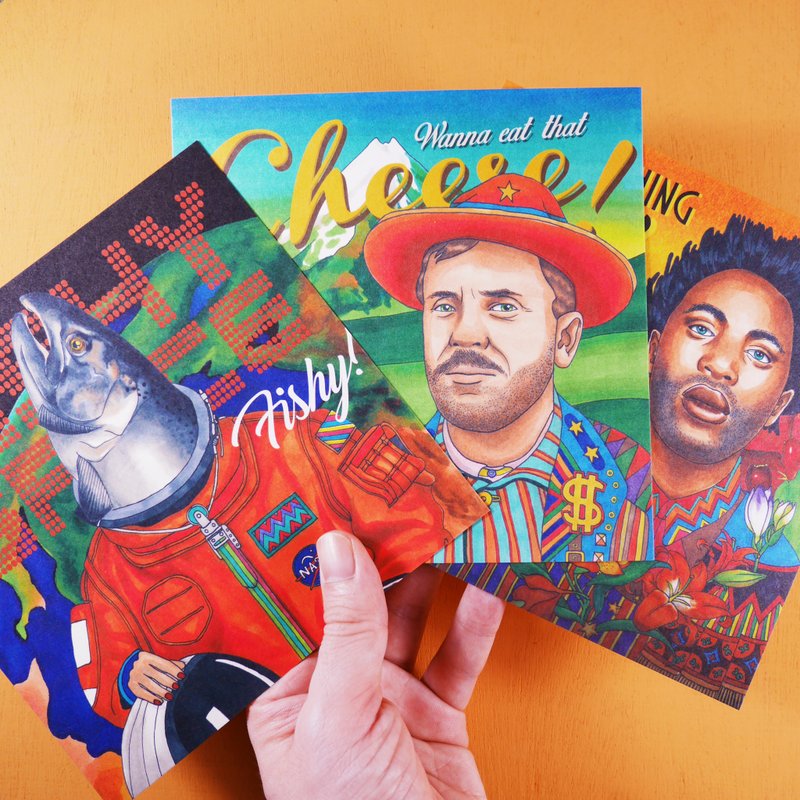 科幻电影明信片 / 贴纸组 - 卡片/明信片 - 纸 橘色