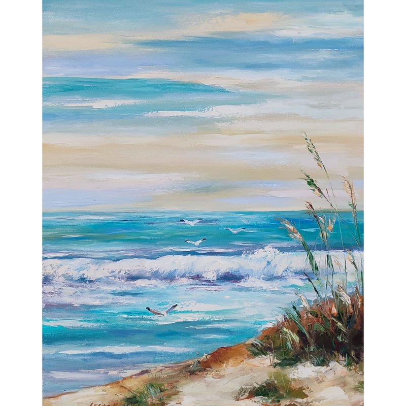 海景油画 海油画 海艺术品 风景画 原创艺术 - 墙贴/壁贴 - 其他材质 蓝色