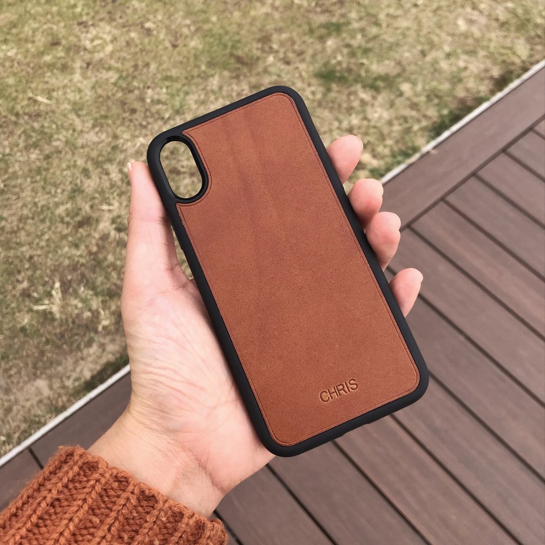 【iPhone手机壳】橙啡色植鞣牛皮/防摔/多款型号/定制化印字 - 手机壳/手机套 - 真皮 橘色