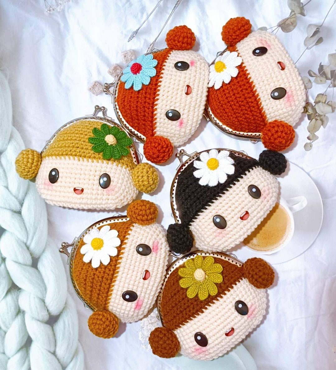 Knitted doll bag for girls - 皮夹/钱包 - 聚酯纤维 