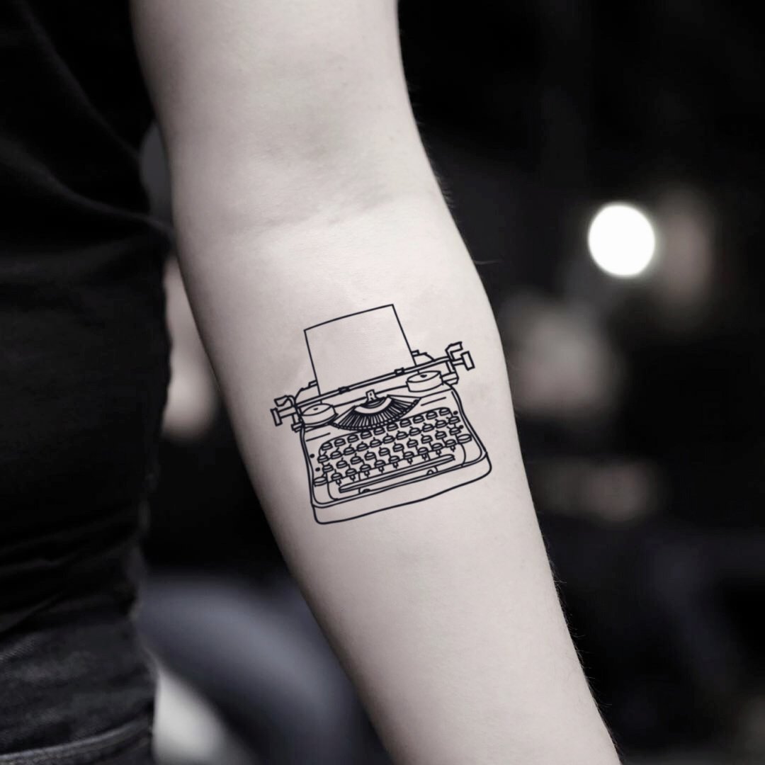 OhMyTat 打字机 Typewriter 刺青图案纹身贴纸 (2 张) - 纹身贴 - 纸 黑色
