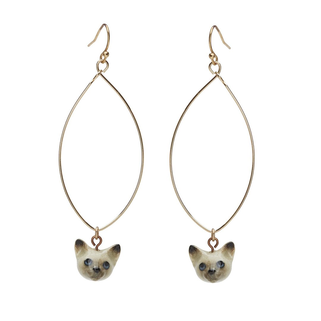 AndMary 手绘瓷耳环-猫 礼盒装 Kitten Earrings - 耳环/耳夹 - 瓷 白色