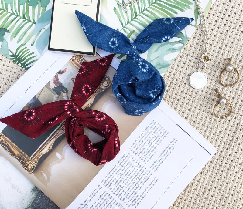 扩散 / 酒红 蓝 / 软铁丝 铁丝 发带 发箍 - 发带/发箍 - 棉．麻 