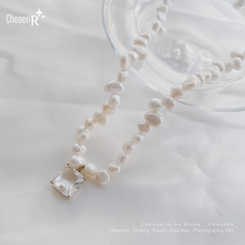 绝美巴洛克珍珠项链手链两用(+定制水晶吊坠) - 项链 - 珍珠 白色