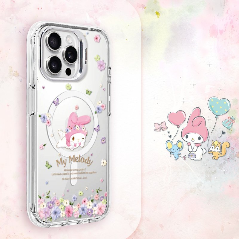 三丽鸥 iPhone 全系列 防震双料隐形立架磁吸手机壳-花语美乐蒂 - 手机壳/手机套 - 其他材质 多色
