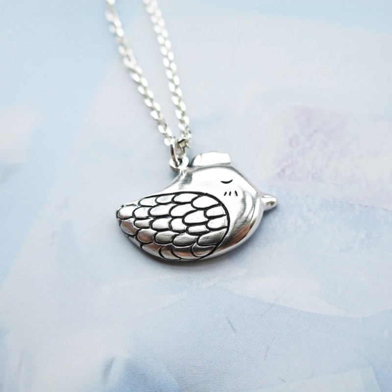 皇冠 小鸡 纯银项链 - 项链 - 其他金属 银色