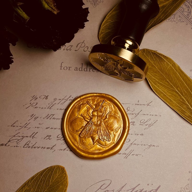 蜜蜂火漆印章浮雕3D立体复古章头手帐信封印章 - 印章/印台 - 铜/黄铜 