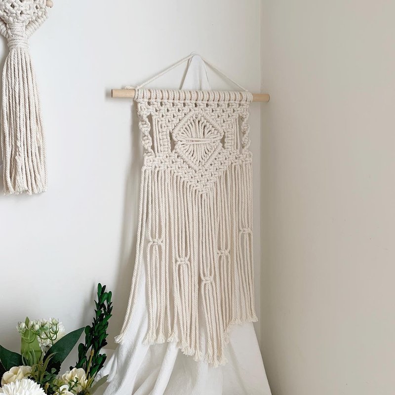 【DIY KIT 】对称中型基础编织挂饰材料包 l 全程影片教学 - 编织/刺绣/羊毛毡/裁缝 - 棉．麻 白色