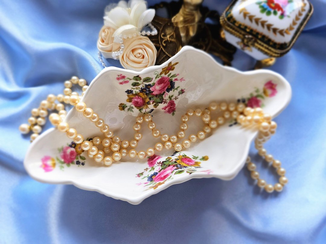英国制玫瑰蔷薇花卉细骨瓷饰品盘/碗/vintage美国西洋古董饰品 - 摆饰 - 瓷 