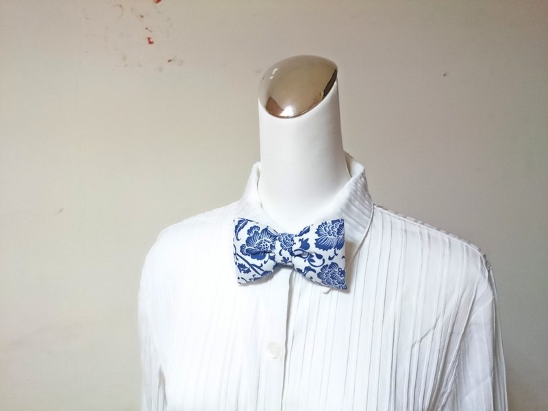青花瓷 手工立体蝴蝶结领结 bow tie *SK* - 领结/领巾 - 棉 