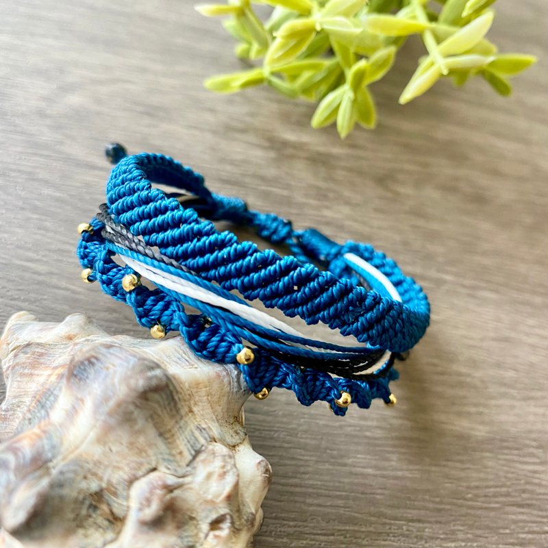 湛蓝 | 手工防水蜡线 | 休闲时尚 - 手链/手环 - 棉．麻 
