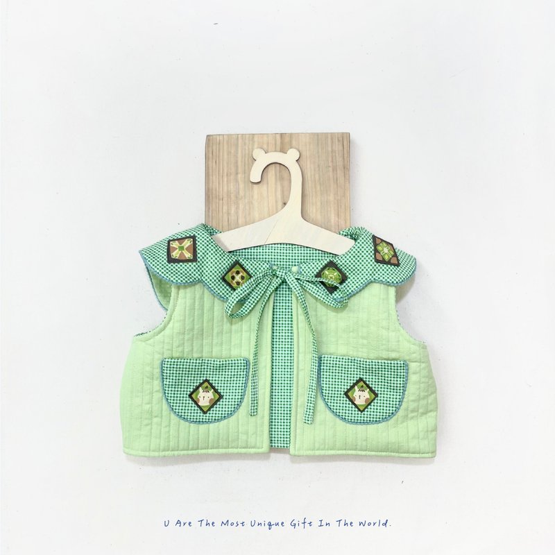 MiniUni双面铺棉压纹背心 - 童装外套 - 棉．麻 