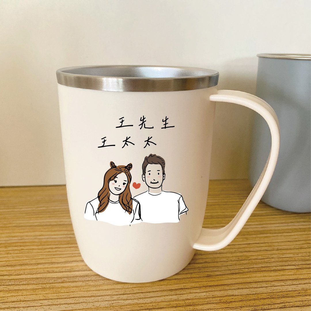 【艾米薇儿 定制化似颜绘】 情侣家人不锈钢杯400ml 1入 - 其他杯子 - 不锈钢 