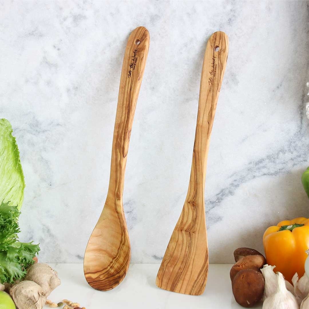 橄榄木铲-Cuisinier料理用两件组 - 厨房用具 - 木头 咖啡色