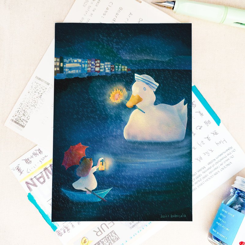 台湾风景/插画收藏明信片/送你一朵光Have a Sunny Day/ 关怀之卡 - 卡片/明信片 - 纸 蓝色