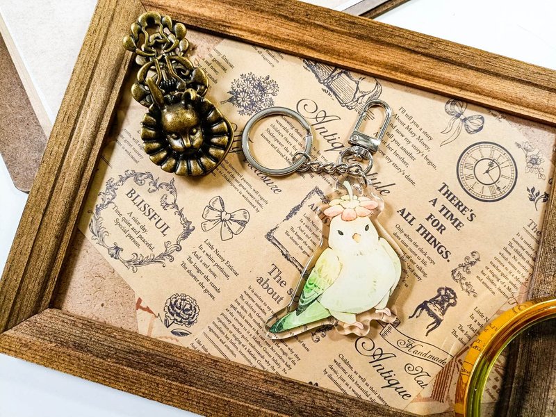 KR522可愛吊飾cute pendant_鸚鵡parrot.G/ 晶透吊飾_鑰匙圈 - 钥匙链/钥匙包 - 塑料 多色