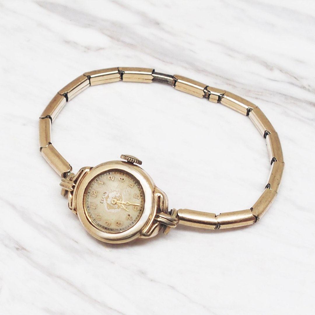 美国钟表大牌 ELGIN 手链造型 古董手表 - 女表 - 其他金属 金色
