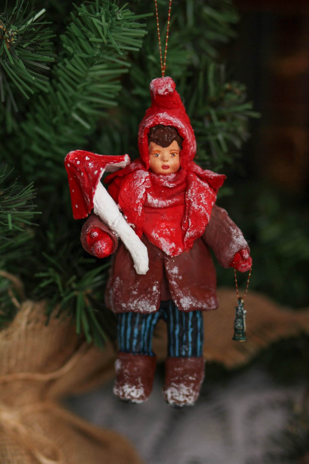 Christmas Textile Handmade Interior gift Vintage retro dolls teddy bear OOAK 原创 - 玩偶/公仔 - 其他材质 多色