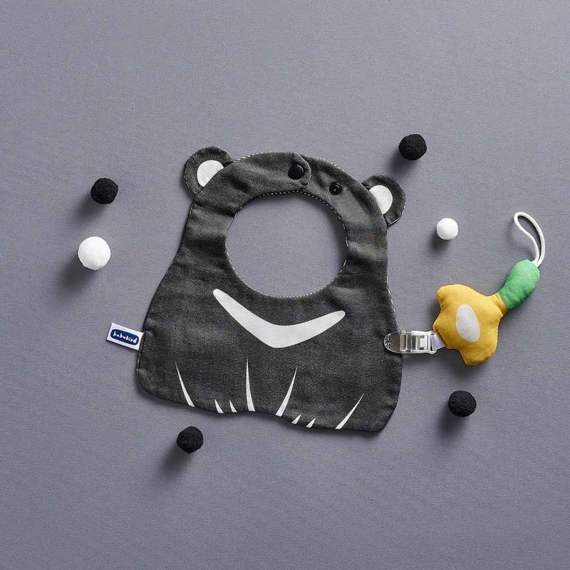 台湾黑熊造型兜兜组 - 围嘴/口水巾 - 棉．麻 