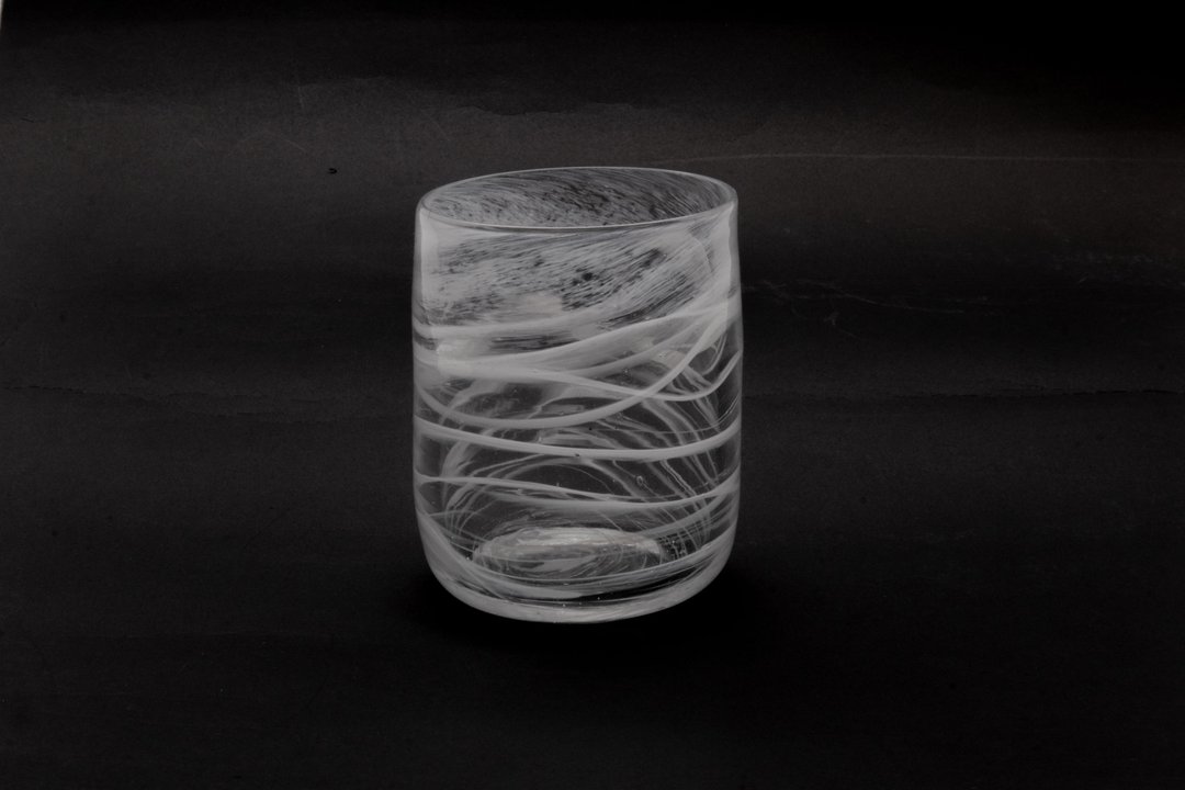 白线旋纹透明玻璃杯 250ml - 玻璃杯 - 玻璃 白色