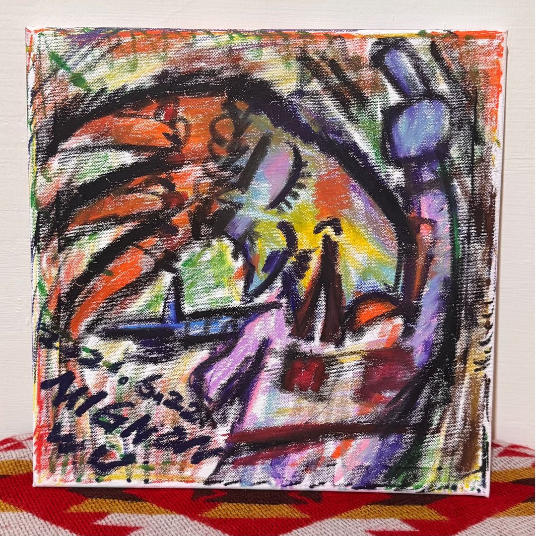 纸有一幅-蜡笔中指男-蜡笔画布作品 - 海报/装饰画/版画 - 棉 