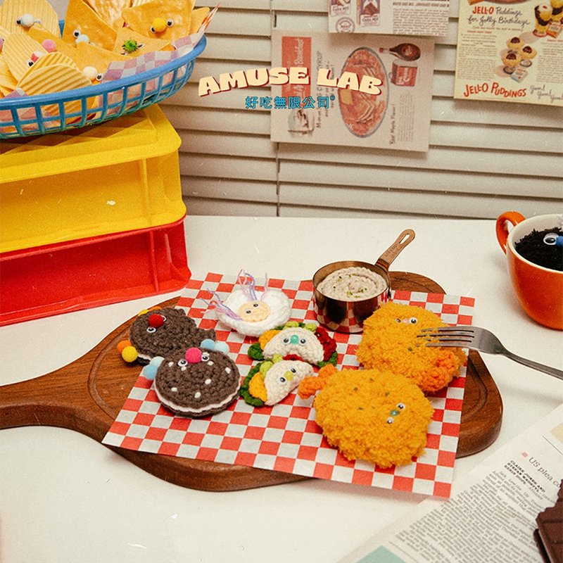 好吃无限 小食拼盘毛线手工编织挂件冰箱贴礼物食物挂件 - 钥匙链/钥匙包 - 棉．麻 