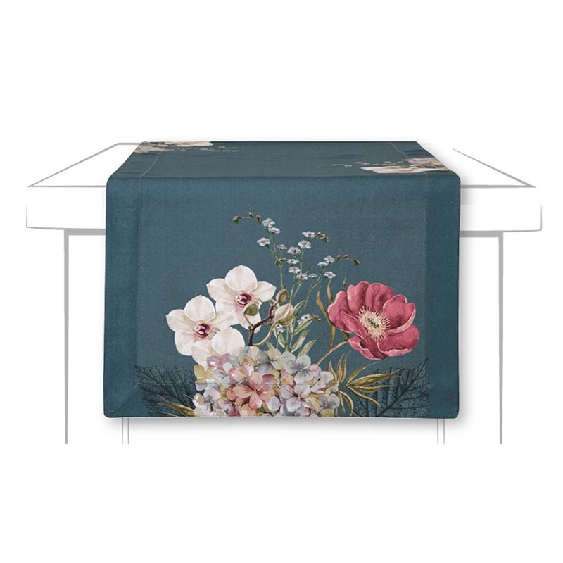 德国 IHR-布桌旗-美丽之花蓝桌旗 - 餐垫/桌巾 - 棉．麻 多色