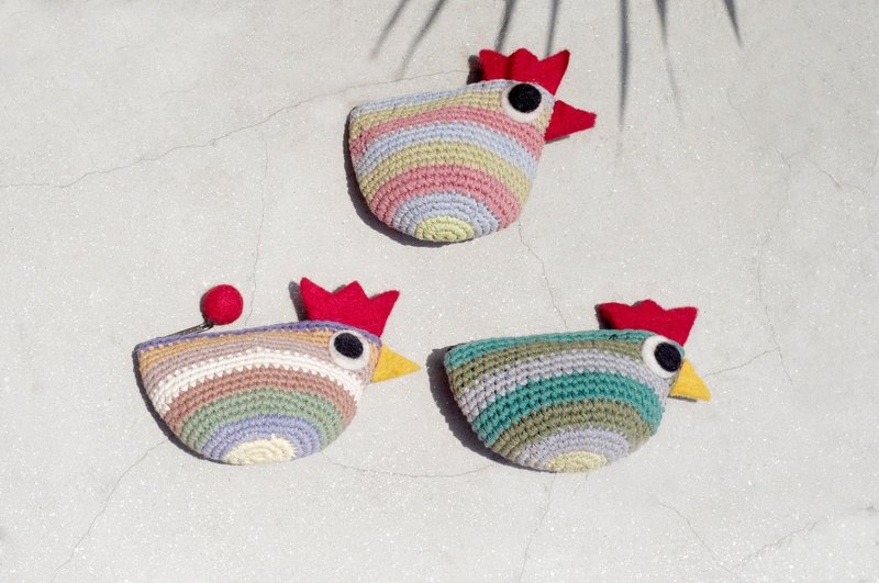 钩针编织小鸡零钱包 羊毛毡收纳包 小包 杂物包 化妆包-条纹小鸡 - 零钱包 - 棉．麻 多色