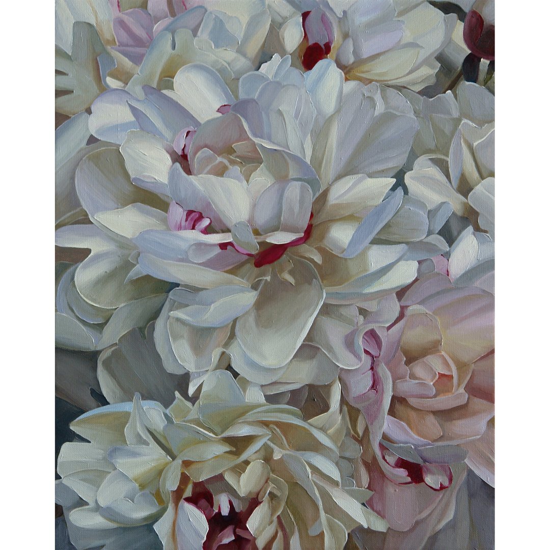 白牡丹 原创油画 花卉艺术 墙壁艺术装饰 花卉装饰 - 墙贴/壁贴 - 其他材质 灰色