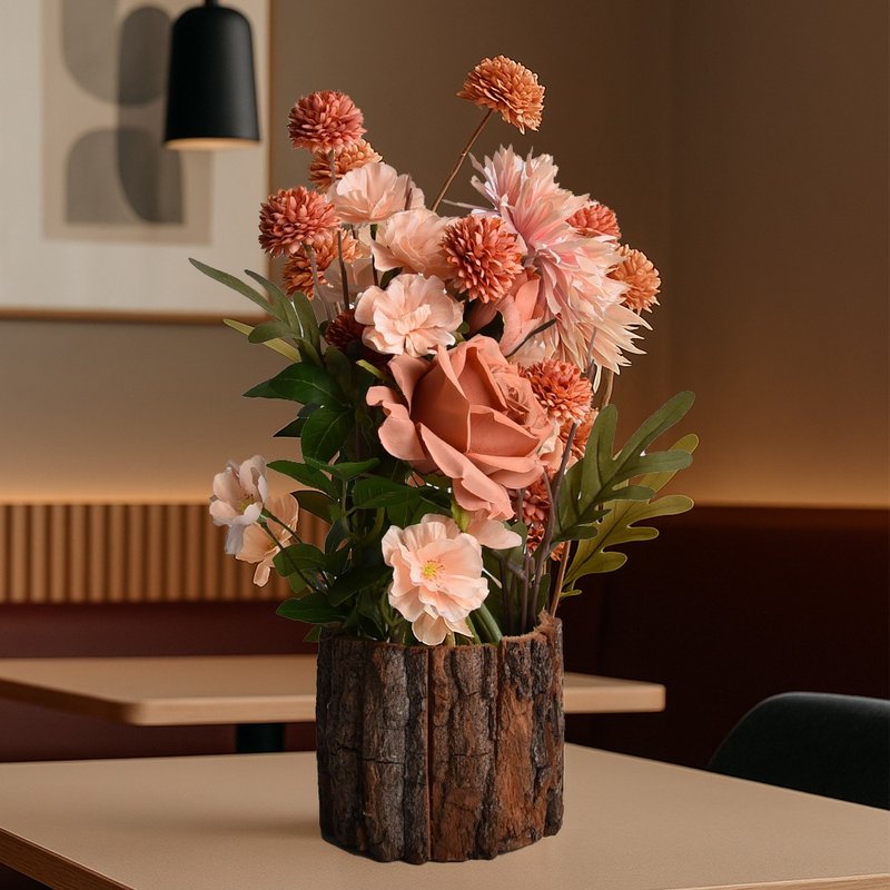 【Meric Garden】琥珀年华 焦糖玫瑰仿真花艺 - 干燥花/捧花 - 其他人造纤维 橘色