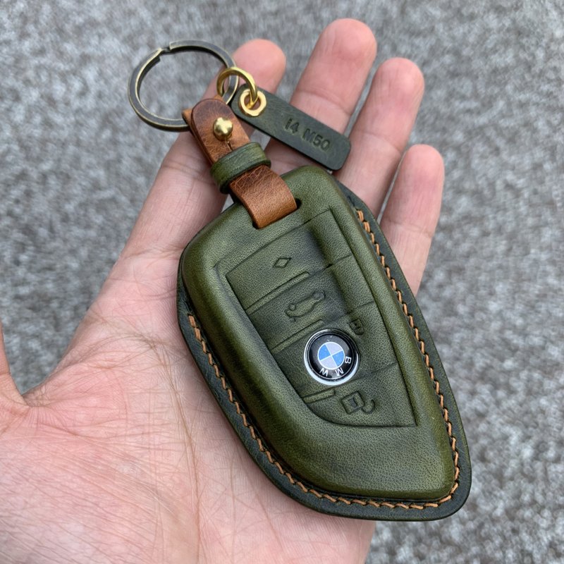 BMW 磨砂油蜡 长版 刀锋钥匙皮套 X1 X3 X4 X5 X6 X7 F15 i4 iX - 钥匙链/钥匙包 - 真皮 黑色