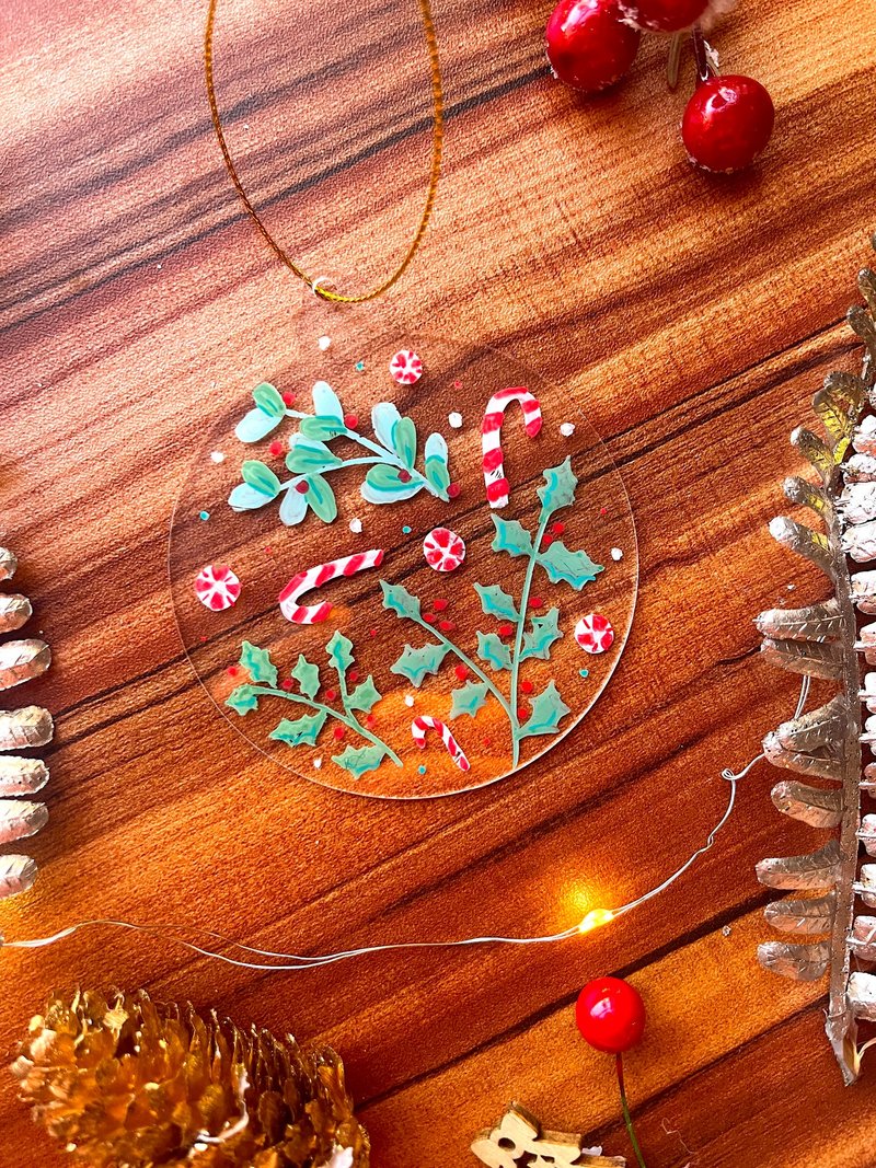 手绘丙烯圣诞装饰 (拐杖糖花卉) - 摆饰 - 压克力 多色