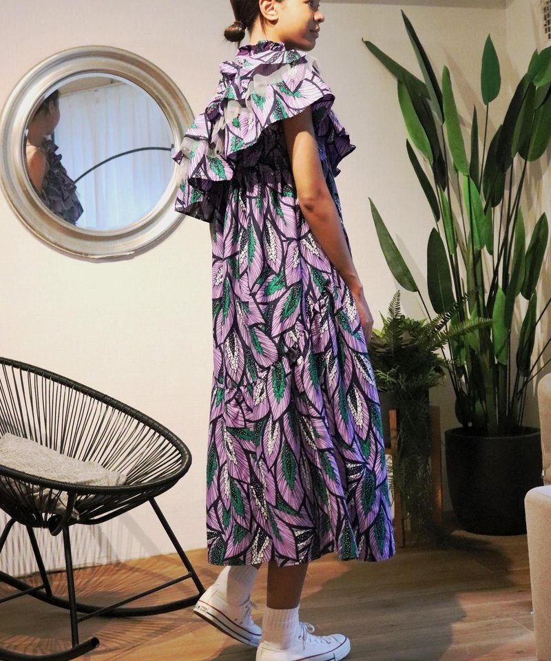 Africa 层叠细肩带洋装 151/MY PLUME - 洋装/连衣裙 - 聚酯纤维 黑色