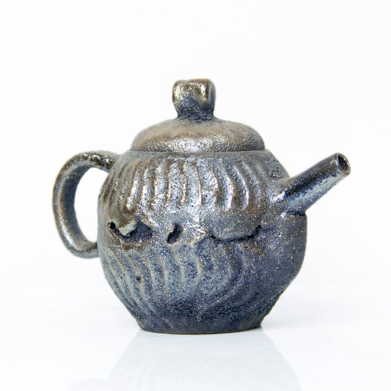 铁定系列 | 正把茶壶 - 柴烧 仿古 仿铁 金银彩 陈金旺老师手作 - 茶具/茶杯 - 陶 银色