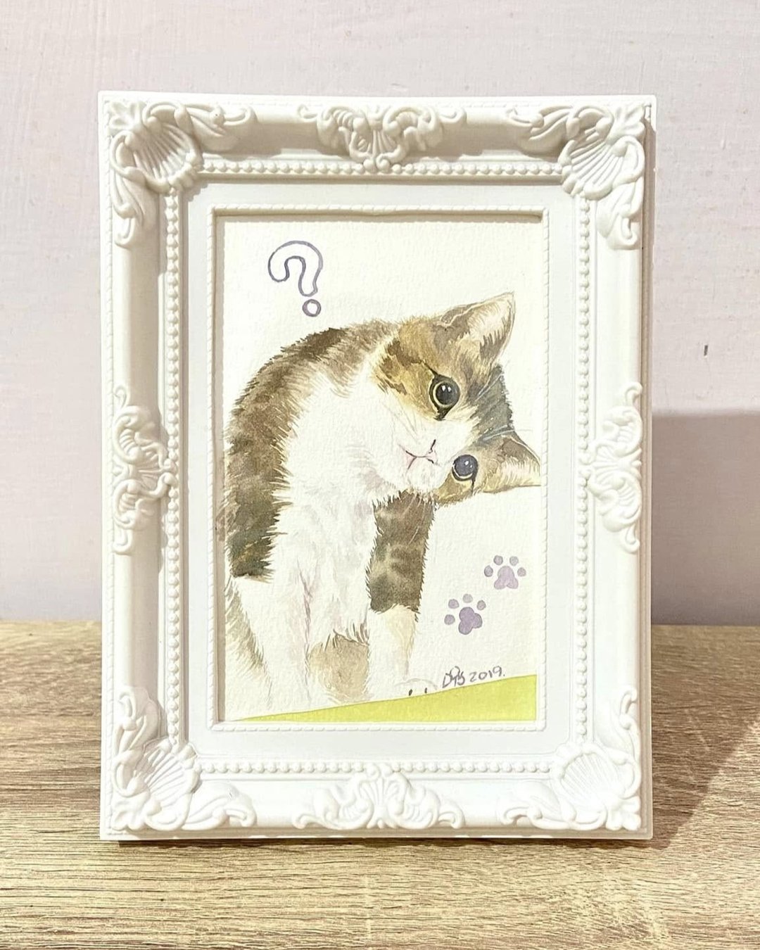 嗯? 可爱猫咪画像(附框) 水彩/动物肖像/挂画/装饰画 - 摆饰 - 纸 多色