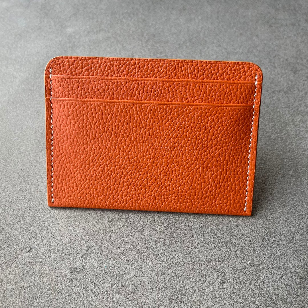 [Handmade in Japan] Genuine Leather Card Case (Orange) Pass Case Pass Case Card Holder - 名片夹/名片盒 - 真皮 橘色
