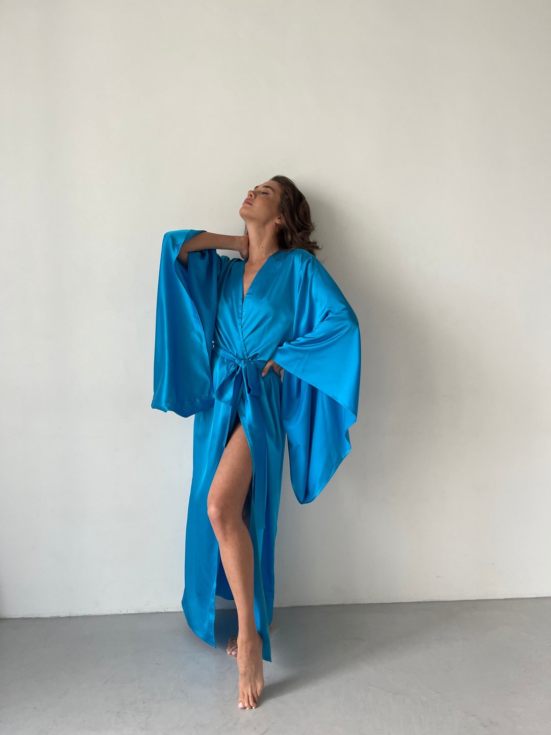 优雅的长丝长袍,闺房风格的和服袖子|男女皆宜 - 居家服/睡衣 - 其他材质 