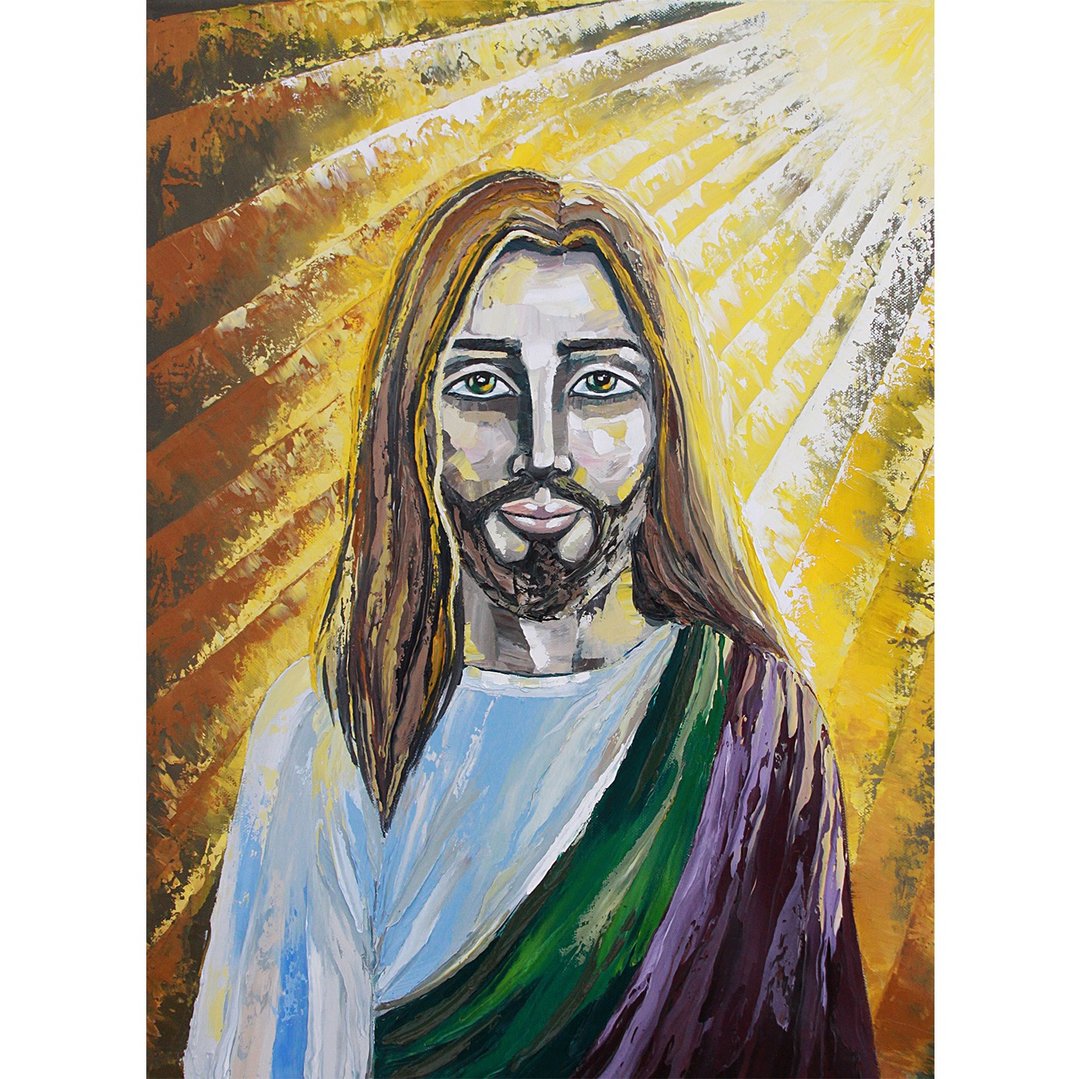 耶稣绘画 天主教原创艺术 基督教艺术品 宗教挂画 - 海报/装饰画/版画 - 其他材质 黄色