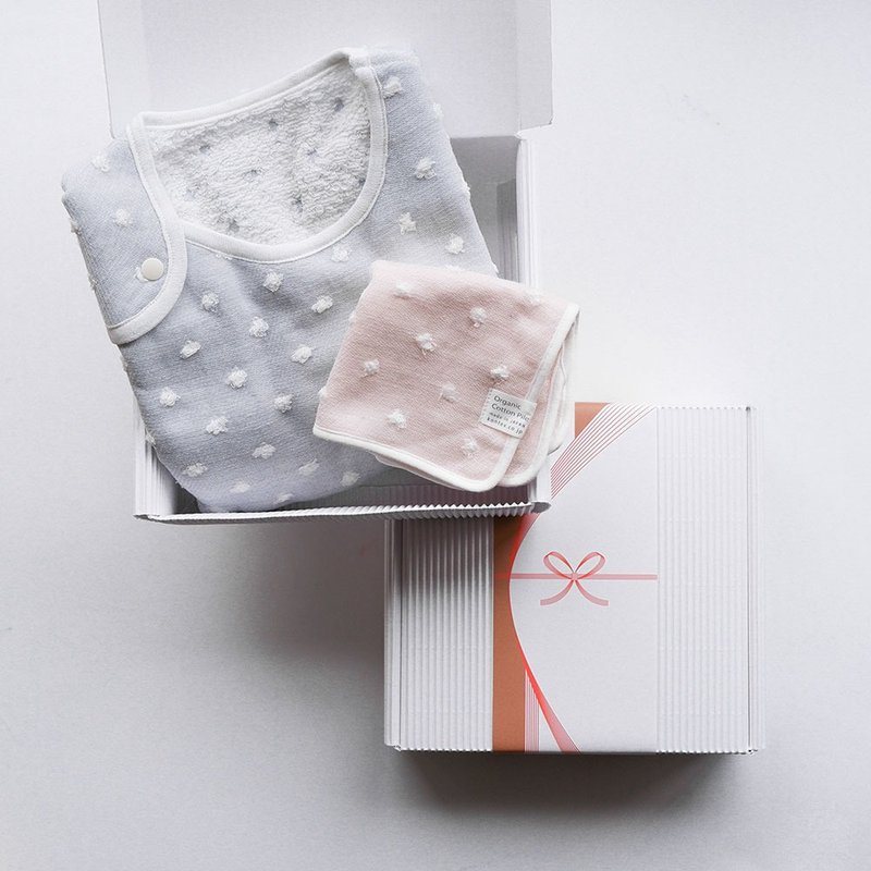 【kontex】日本有机棉自然圆点防踢被礼盒 (附提袋)  弥月礼 满月 - 满月礼盒 - 棉．麻 多色