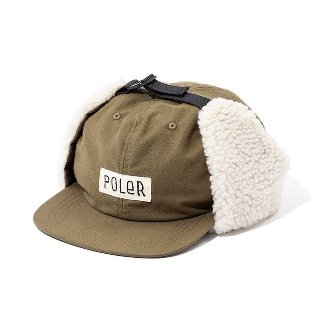日本限定 POLER COTTON BOA FLAP CAP 刷毛盖耳飞行帽棉 橄榄绿 - 帽子 - 其他材质 卡其色