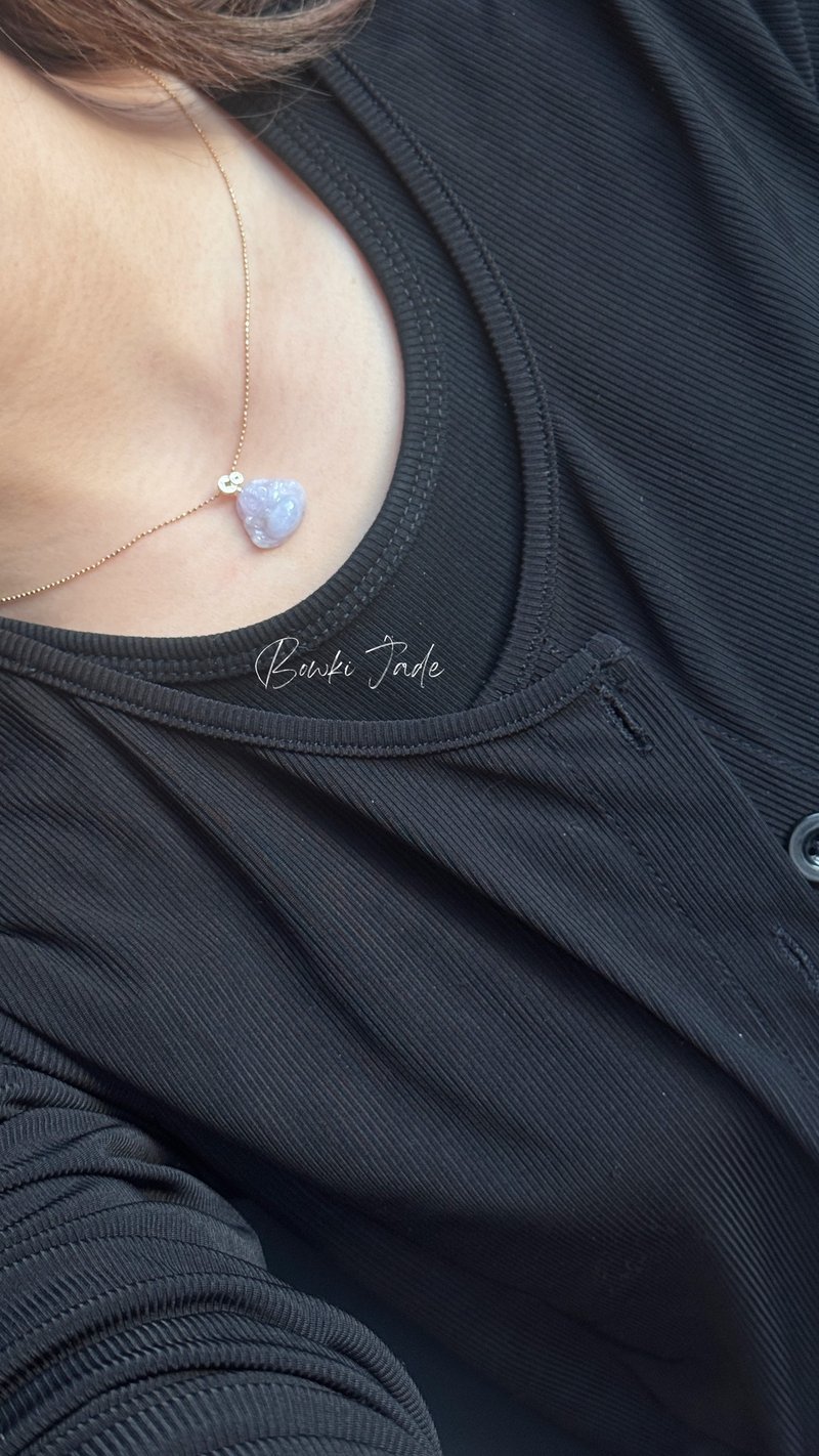 宝淇 -  紫小佛公银镶吊坠 - 天然A货翡翠 - 其他 - 玉石 紫色