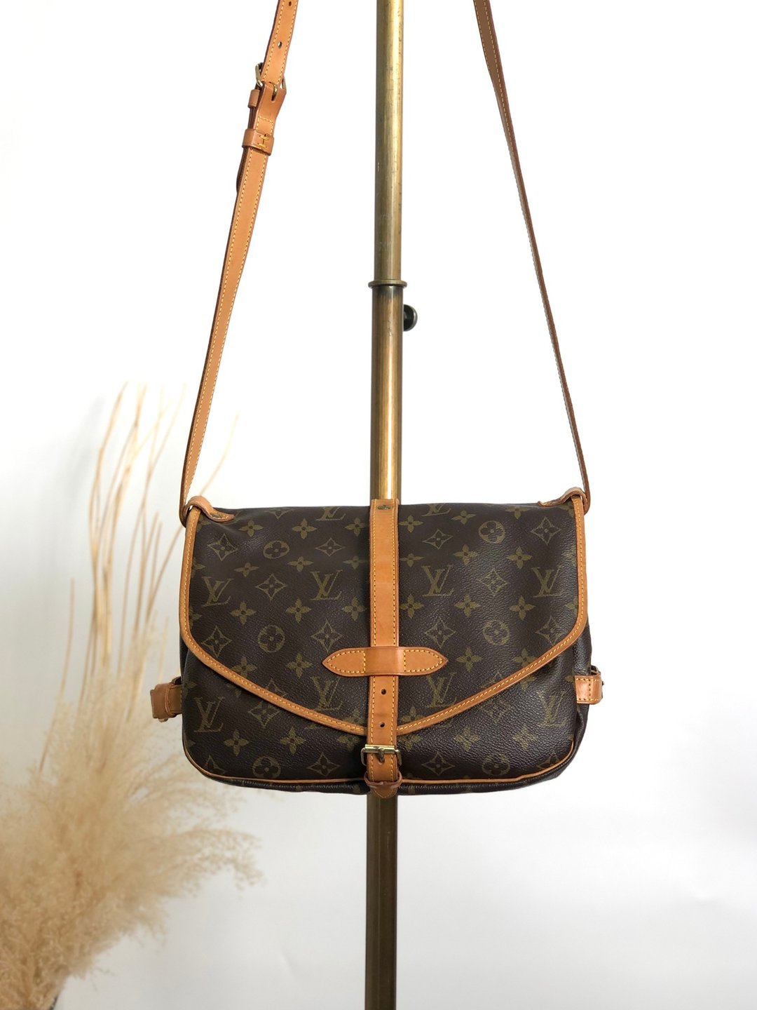 [日本直送，品牌二手包] LOUIS VUITTON Monogram 单肩包，棕PVC 皮革，Saumur 30 M42256 eirzhg - 侧背包/斜挎包 - 防水材质 咖啡色