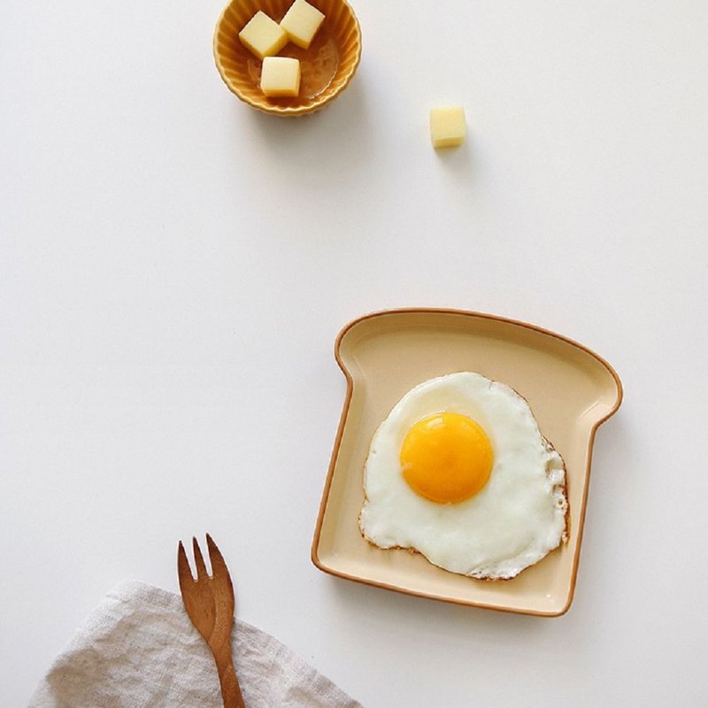 Dailylike 陶瓷点心盘-02奶油吐司,E2D47111 - 浅碟/小碟子 - 瓷 卡其色