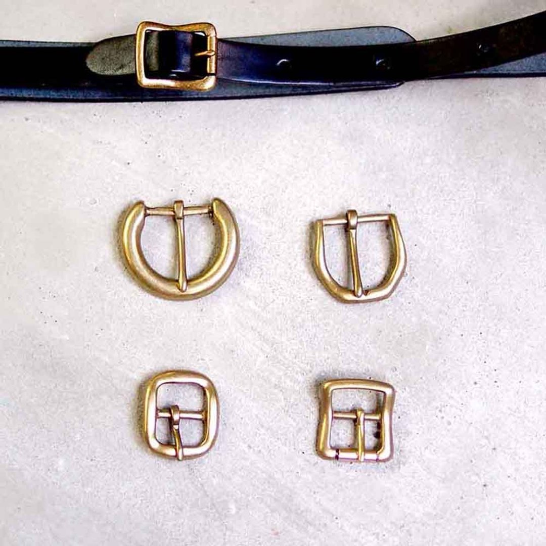 日本制职人手工厚口黄铜日字/马蹄皮带头 (直径3~2.1cm 宽) 1个 - 皮件 - 其他金属 